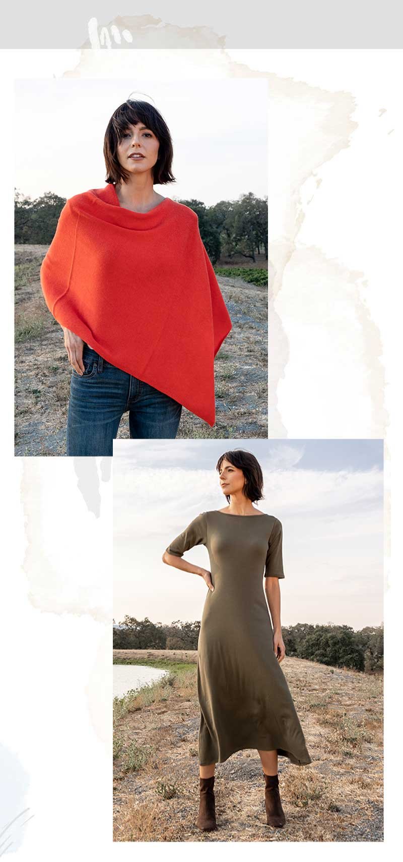 Essential Poncho and Elbow Sleeve Boatneck Dress