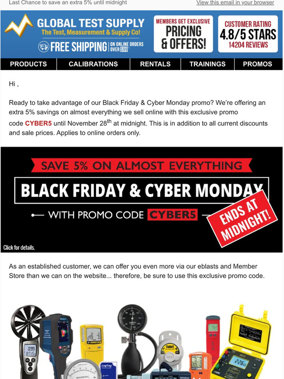 , your extra 5% savings ends at midnight…