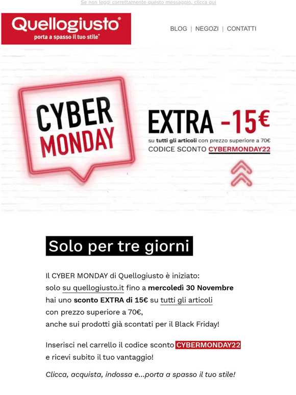 EXTRA SCONTO su quello che vuoi: è CYBER MONDAY!