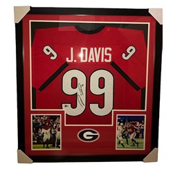 
Jordan Davis Autographed Signed Georgia Bulldogs Deluxe Framed Red Jersey - Beckett QR Authentic


