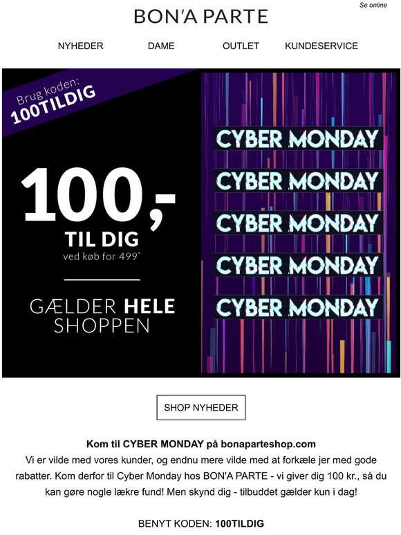 CYBER MONDAY // 100 kr. til dig