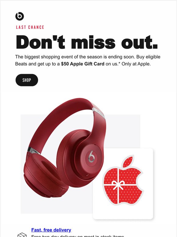 💳 Ends Soon: Buy Beats, Get an Apple Gift Card*