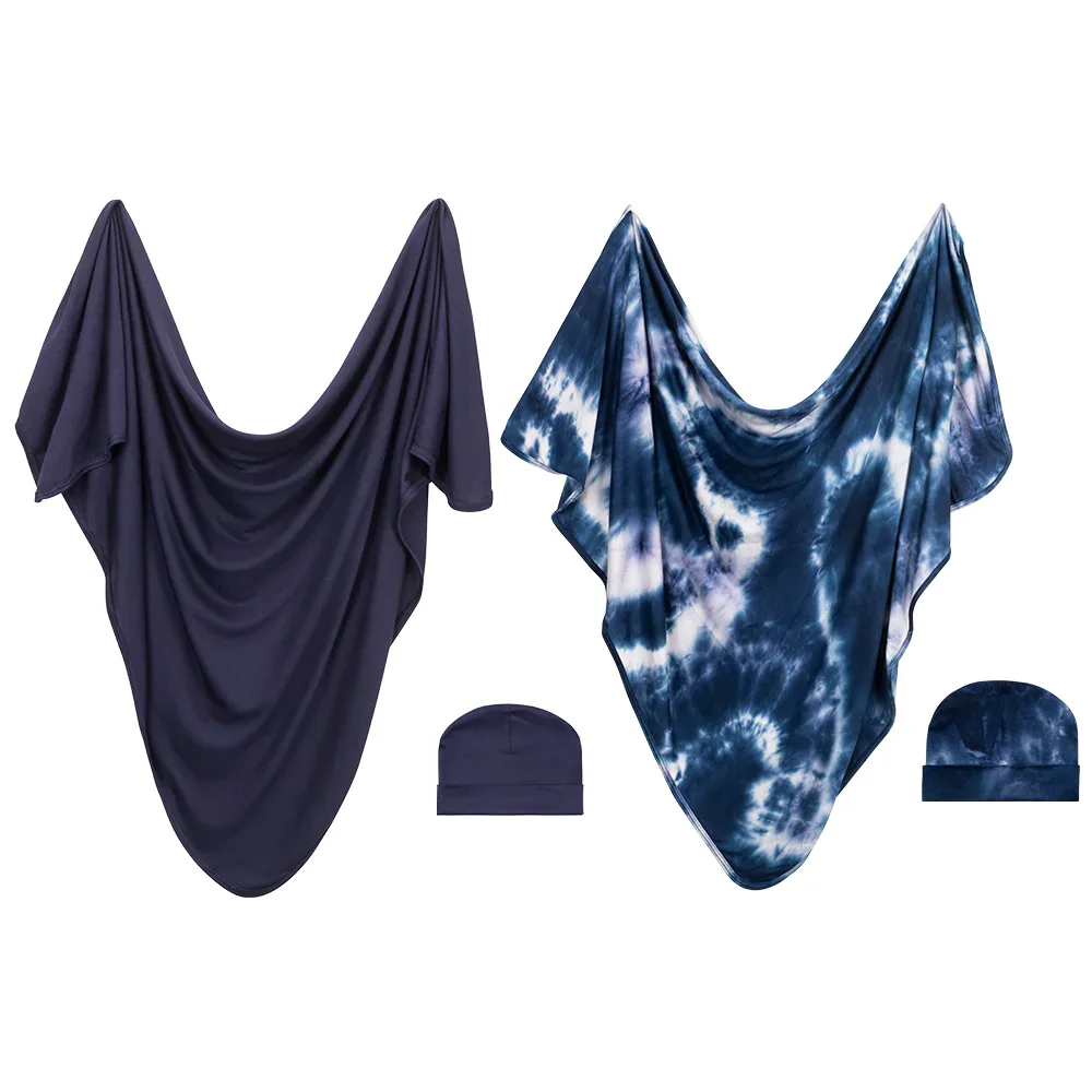Image of Forever Swaddle + Hat Set 2-Pack: Navy + Navy Tie-Dye
