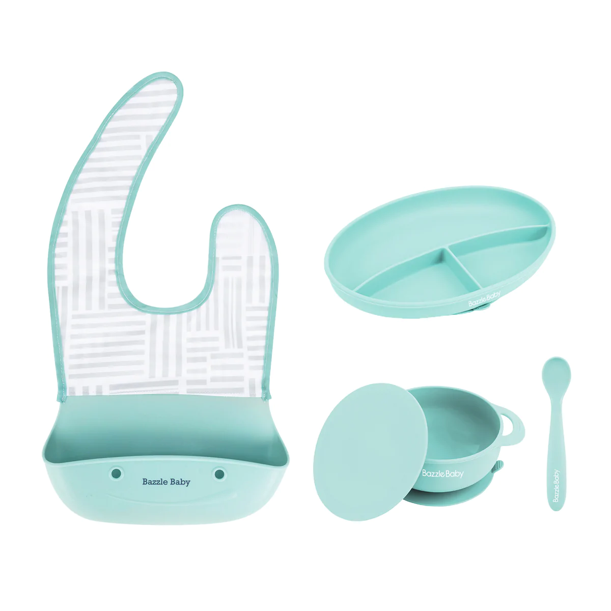Image of Foodie Feeding Set: Geo Stripe and Mint