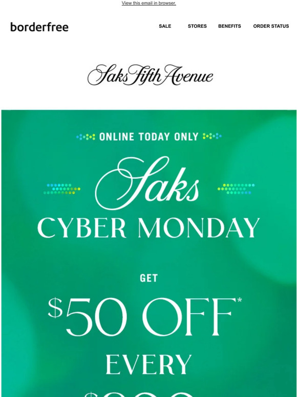 Get $50 off every $200 spent during Saks Fifth Avenue's Sale