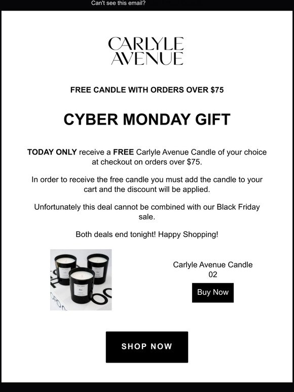 Cyber Monday Free Gift with Purchase!