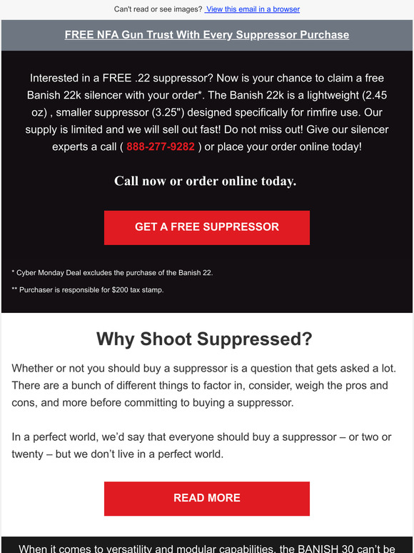 Silencer Central 💥Shoot suppressed with a FREE 22 Silencer💥 Milled