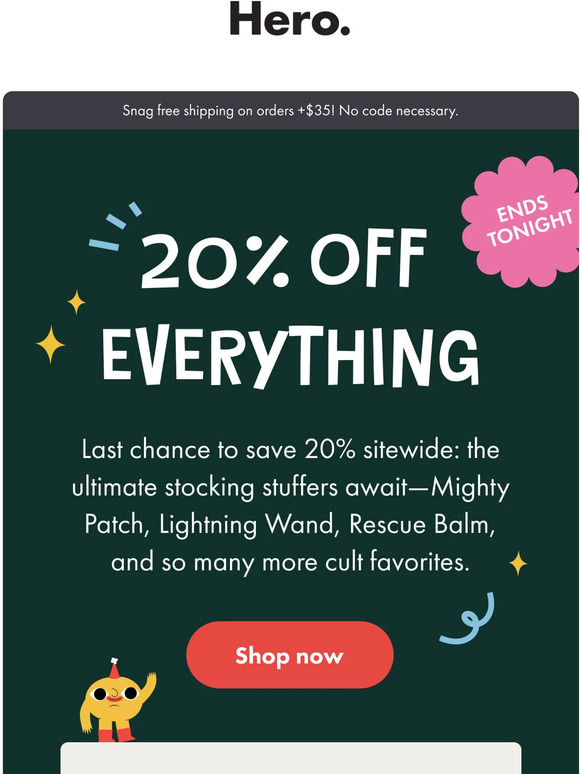 20% off ends today