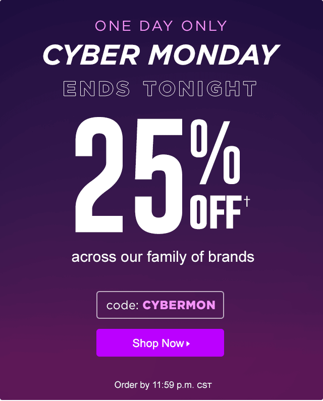 25% off orders with code CYBERMON