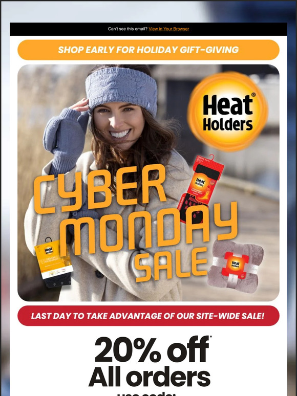 It's Cyber Monday - 20% Off* All Orders