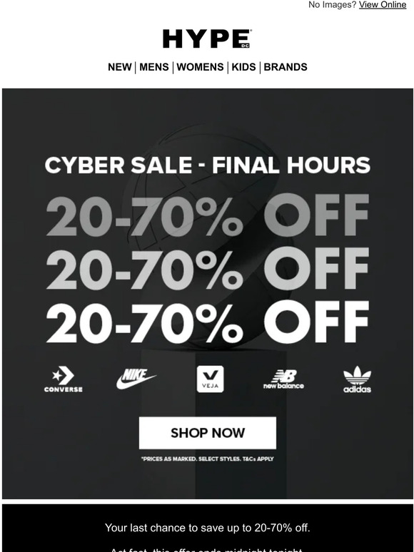 It's Now Or Never. 20-70% Off Ends Midnight