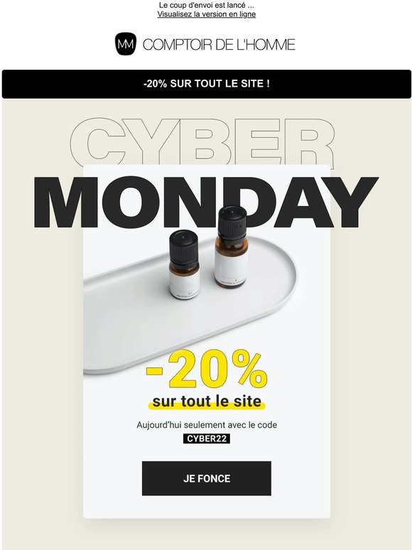 Cyber Monday 💣 -20% sur tout le site !