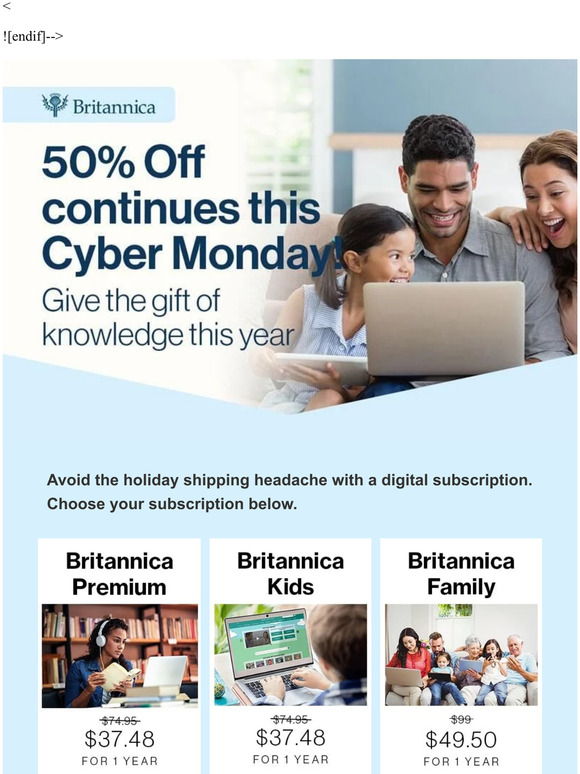 Cyber Monday: Get 50% off!
