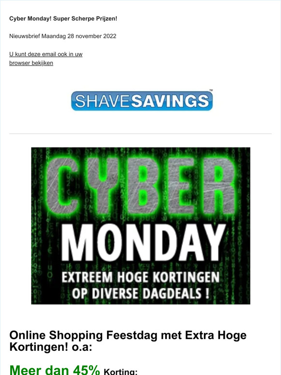 Cyber MonDayDeals! o.a Gillette Proglide mesjes 47% KORTING! Mach3 Meer dan 45%!  + meer SUPERDEALS!