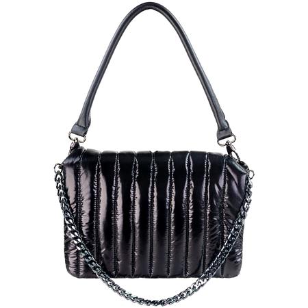 Metallic Flap Shoulder Bag with Chain Detail