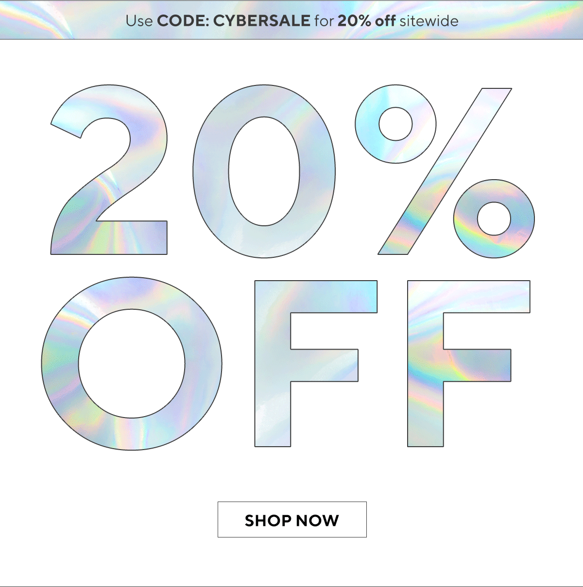 Cyber Monday! 20% off sitewide with code CYBERSALE