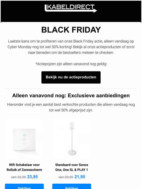 Laatste kans - Tot 50% korting op Black Friday 🔌