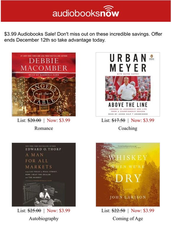$3.99 Audiobooks Sale