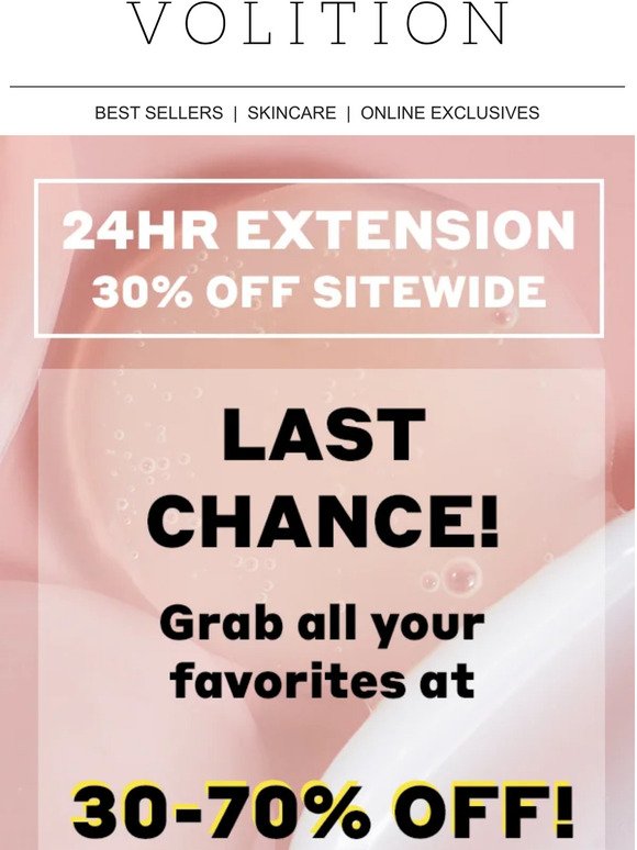 Sale Extension: Take 30% Off Sitewide ENDS TONIGHT