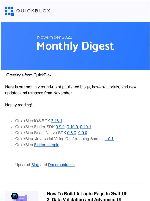 QuickBlox Monthly Updates