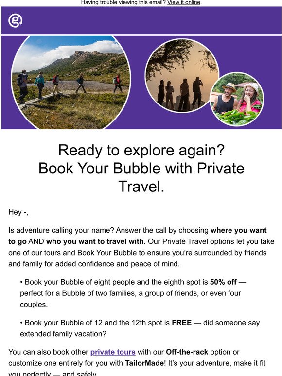 Book your Bubble with private travel