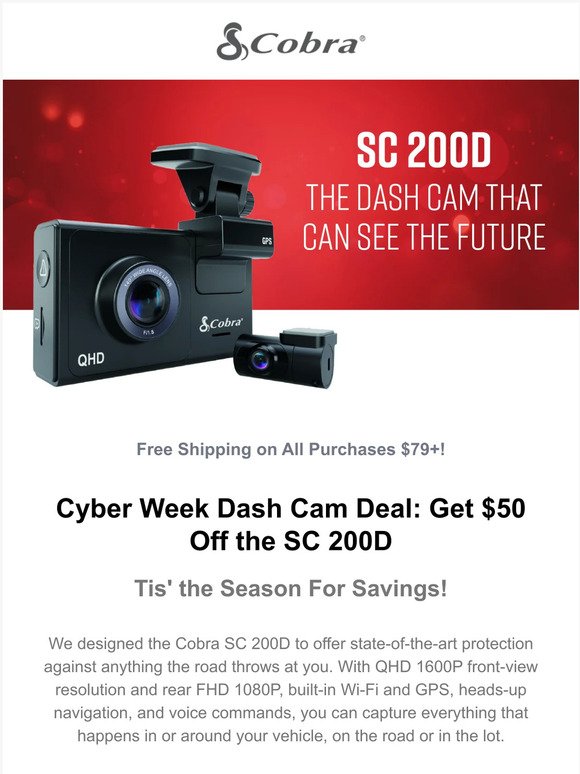 Cyber Week Sale: Get $50 Off the SC 200D Dash Cam 📷