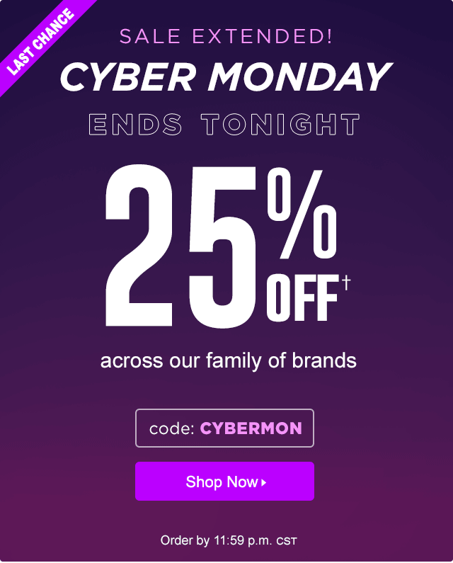 25% off your order with code CYBERMON