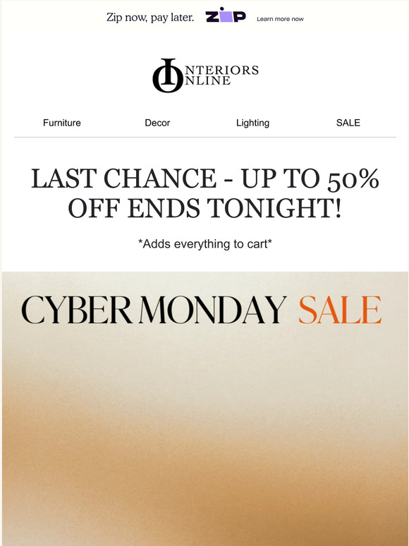CYBER MONDAY FINAL HOURS - UP TO 50% OFF ENDS TONIGHT!