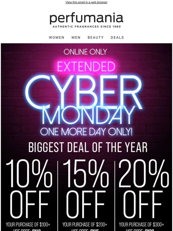 Cyber Monday Extended! One More Day.