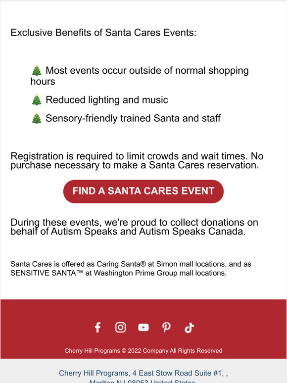 CHERRY HILL PROGRAMS Meet Santa in a SensoryFriendly Space 🎅 Milled