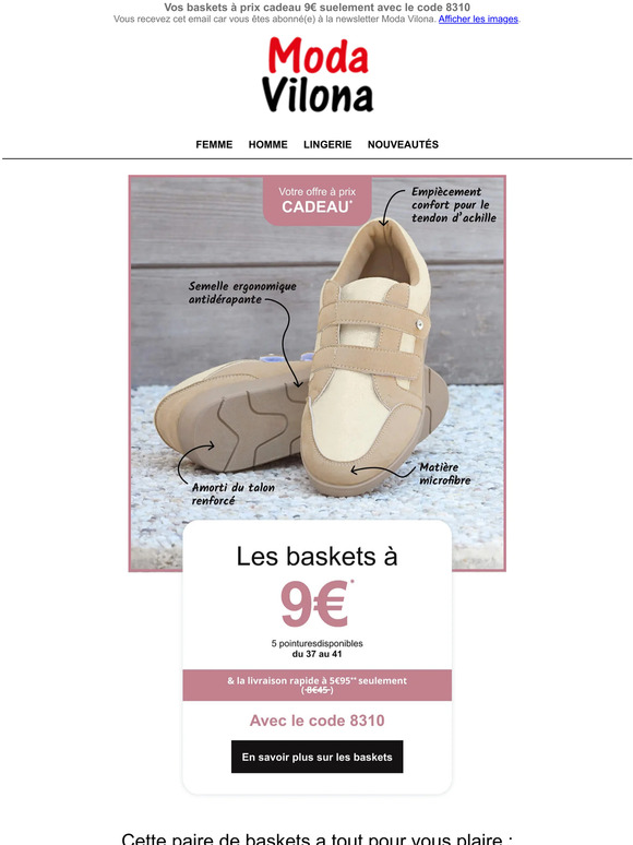 Vos baskets à 9€ seulement 👟