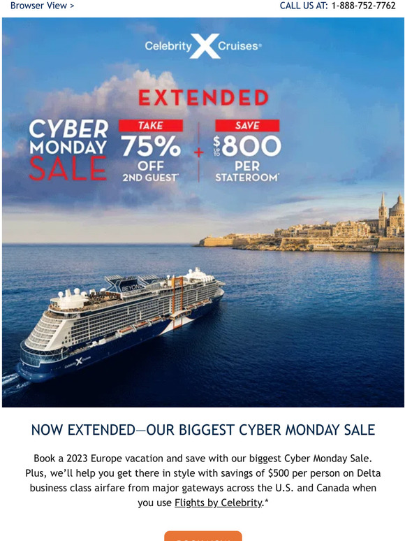 Celebrity Cruises Our Biggest Cyber Monday Offer has been extended