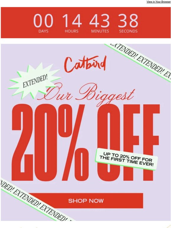 ENDS TONIGHT: 20% off most everything