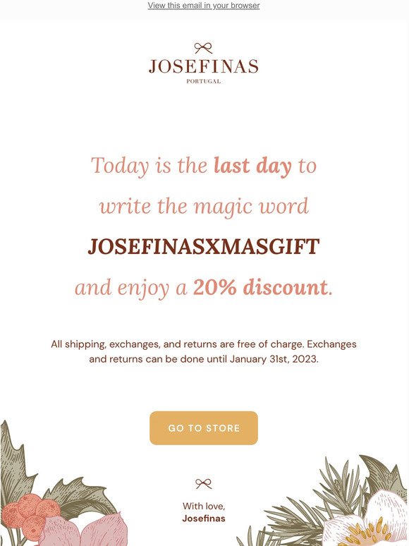 💝 Last day to write the magic word JOSEFINASXMASGIFT