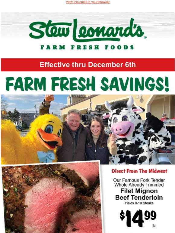 Stew Leonard's Gift Baskets Weekly Specials Famous Filet, Lobster