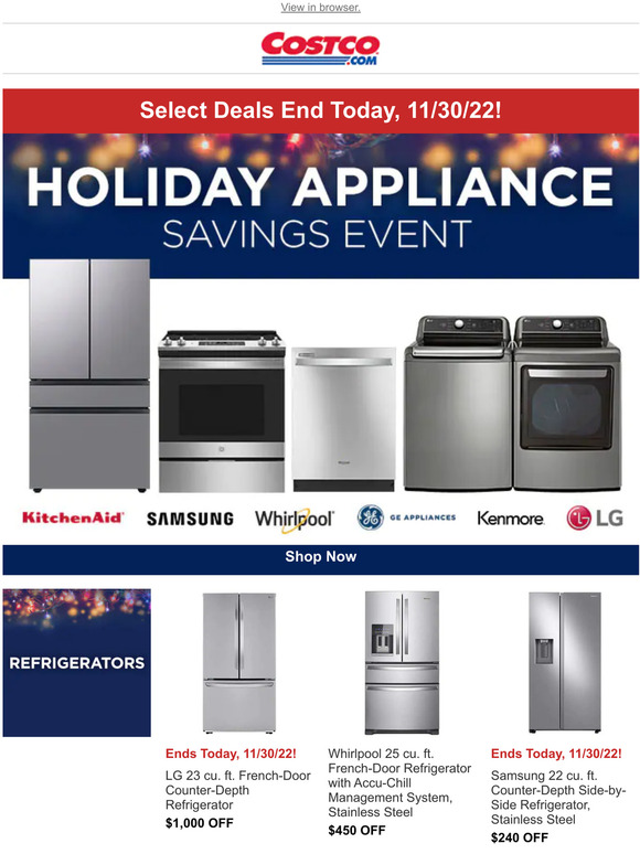 Costco ENDS TODAY! Select Appliance Deals + Spend 2,000 Get 300 on