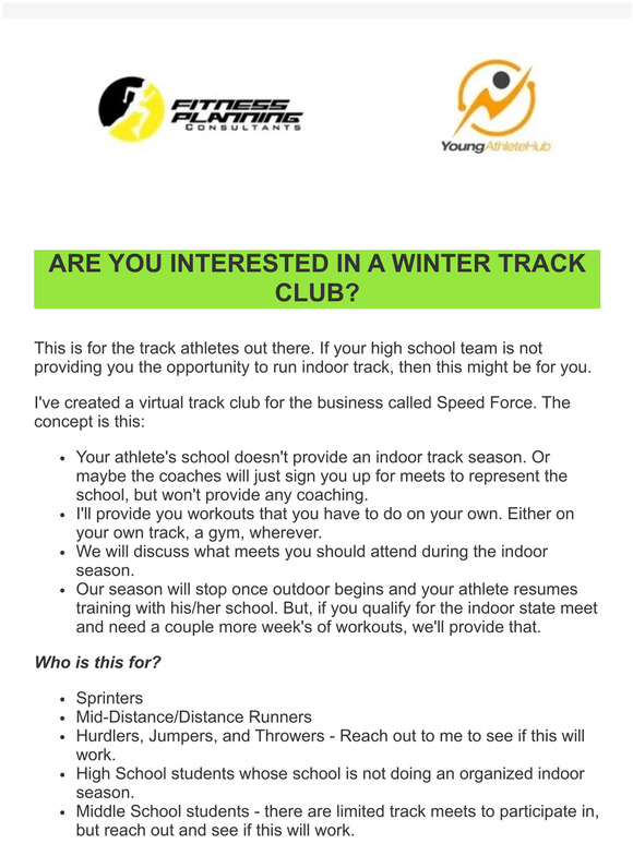 Are You Interested In A Winter Track Club?