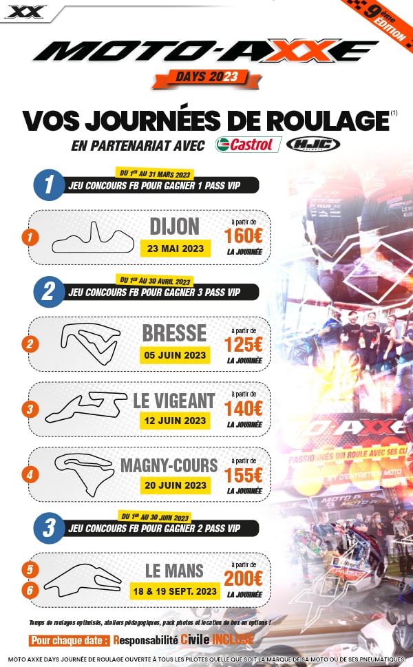 Calendrier Roulage Moto 2023