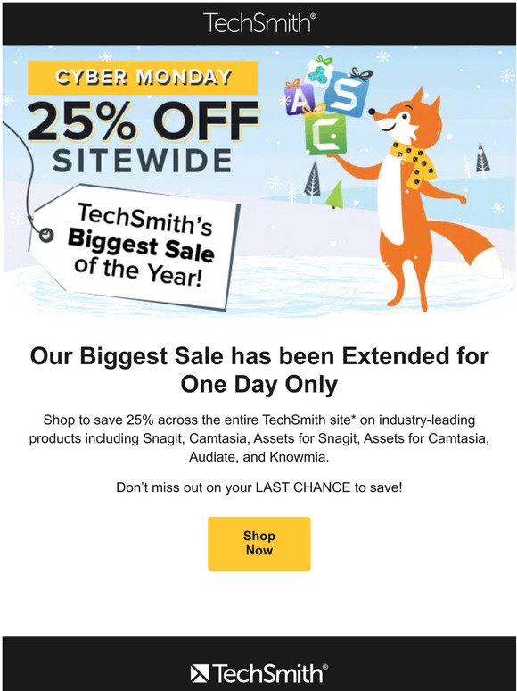 Sale extended! Save 25% sitewide for one more day!