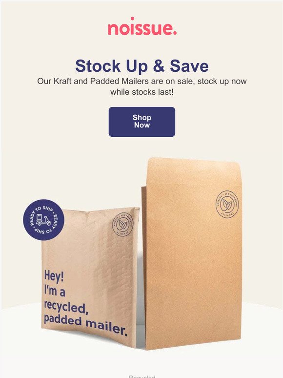 ⚡On Sale: noissue Padded Mailers & Kraft Mailers