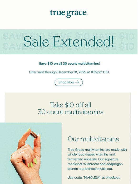 Sale extended! $10 off multivitamins.