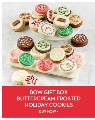 Bow Gift Box Buttercream-Frosted Holiday Cookies