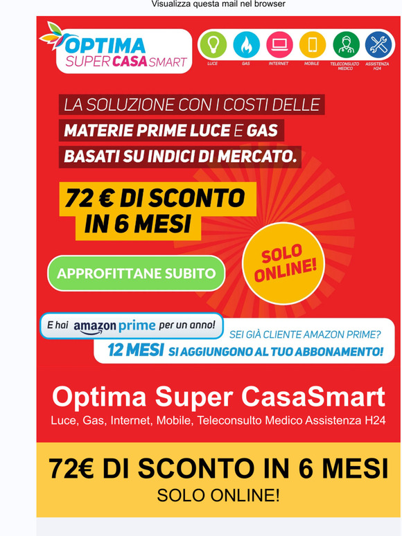 Optima Super Casa Smart hai una soluzione unica mensile per Luce, Gas,  Internet e Fisso, CON 100 Giga E Minuti Illimitati per parlare e navigare  con il tuo telefonino.