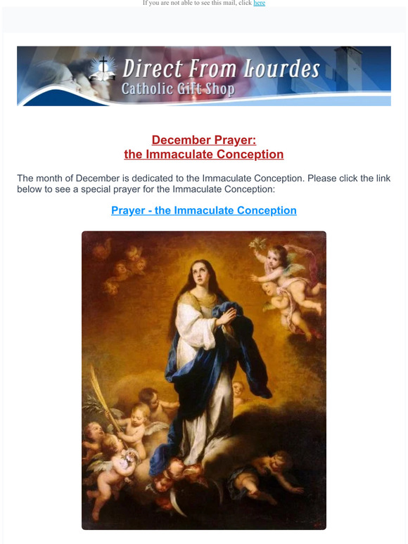 direct from lourdes December Prayer Immaculate Conception Milled