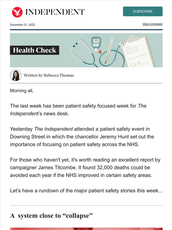 The Independent NHS safety scandals and strike action Milled