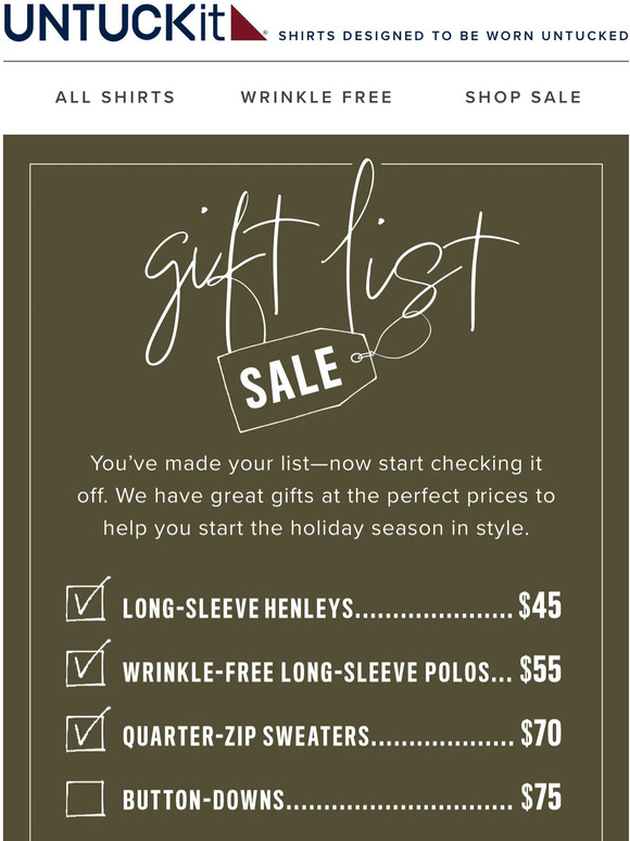 UNTUCKit Gifts for Everyone on Your List Starting at 45 Milled