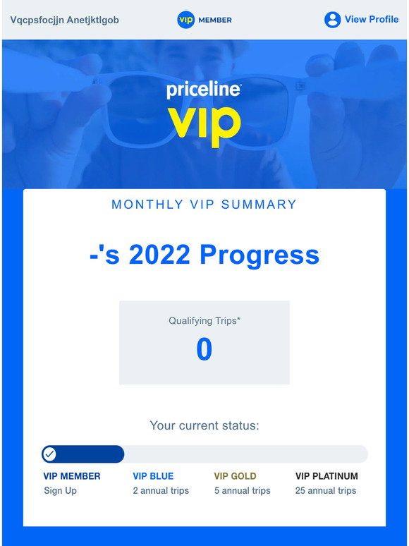 Priceline: Enclosed: Your Monthly VIP Summary | Milled