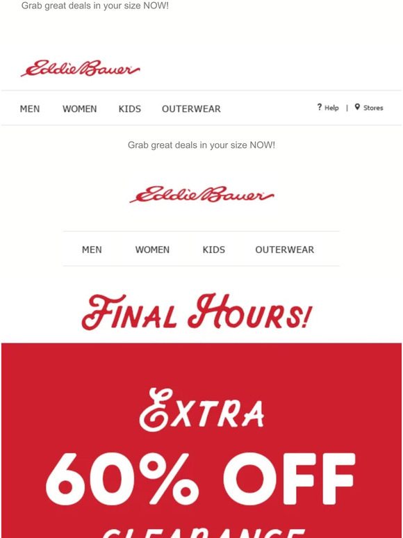 Eddie Bauer FINAL HOURS! Extra 60 Off Clearance Milled