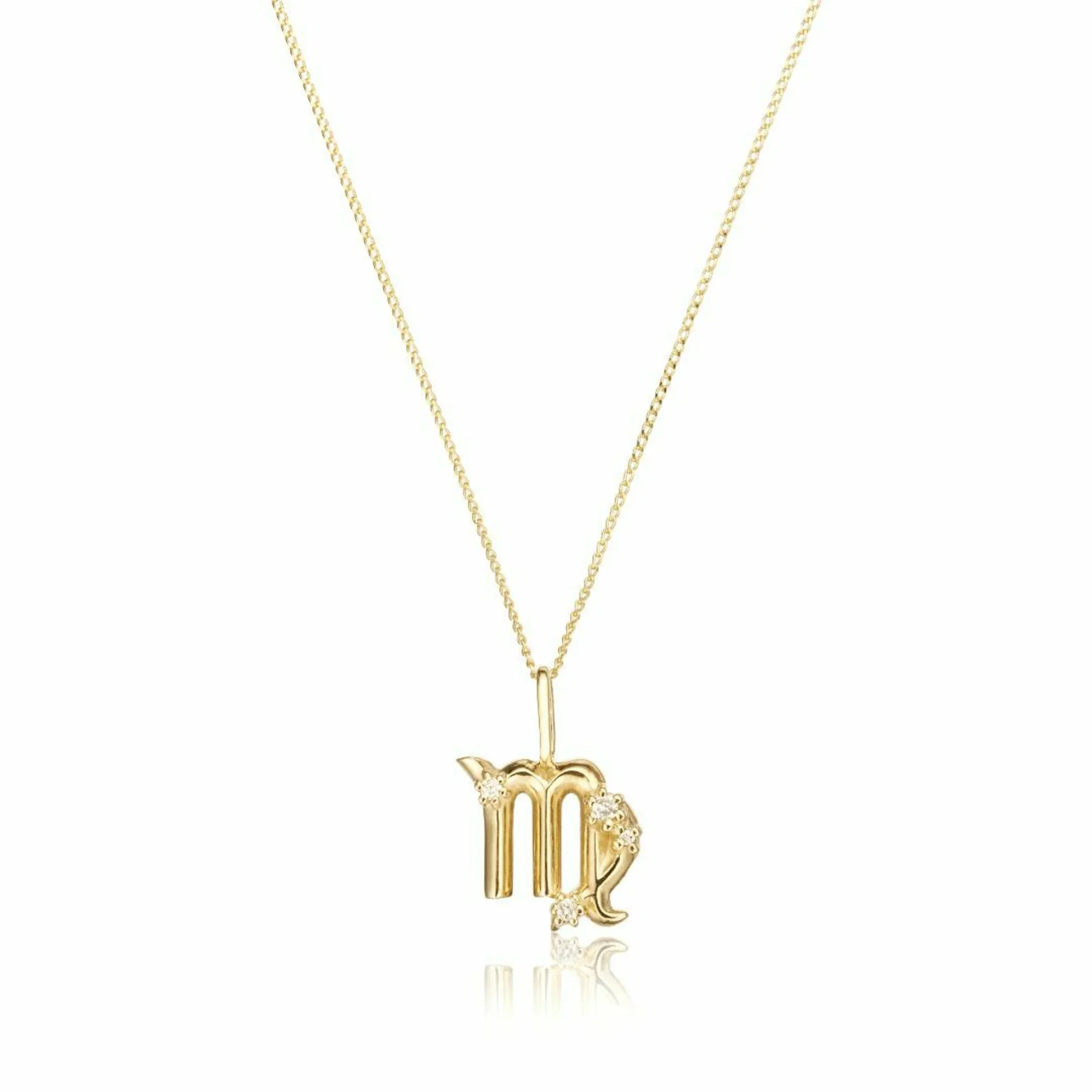 Image of Solid Gold Genuine Diamond Zodiac Necklace