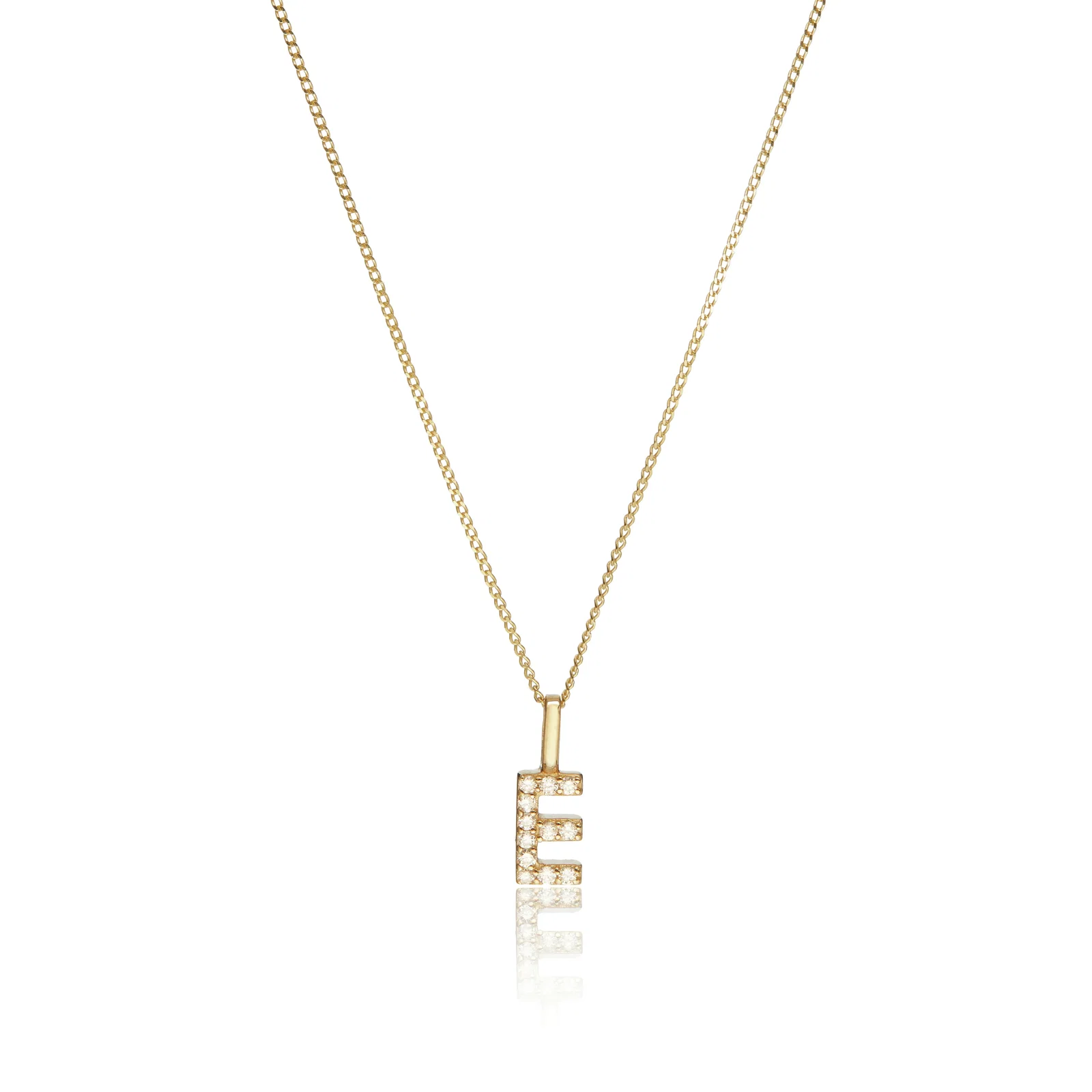 Image of Solid Gold Genuine Diamond Initial Letter Necklace